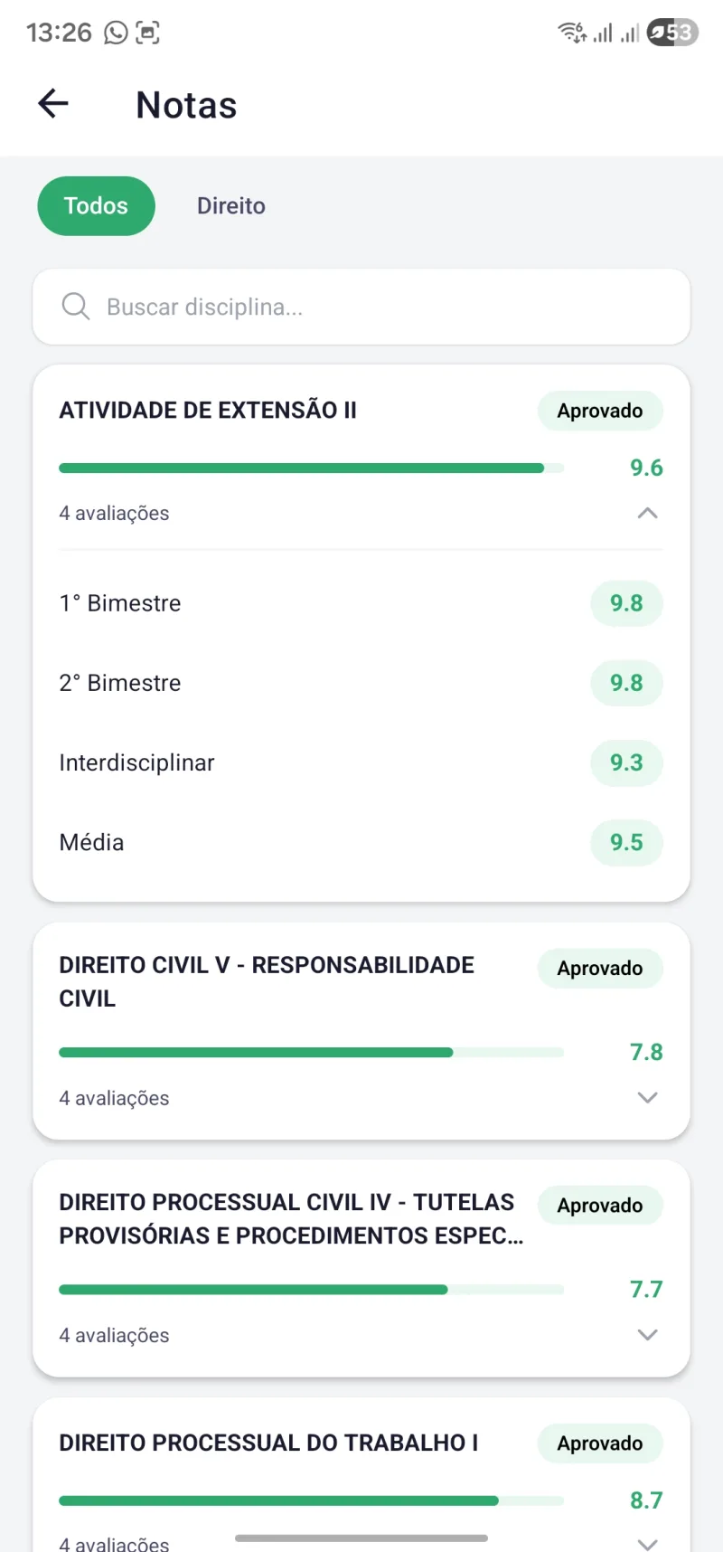 Notas e boletim