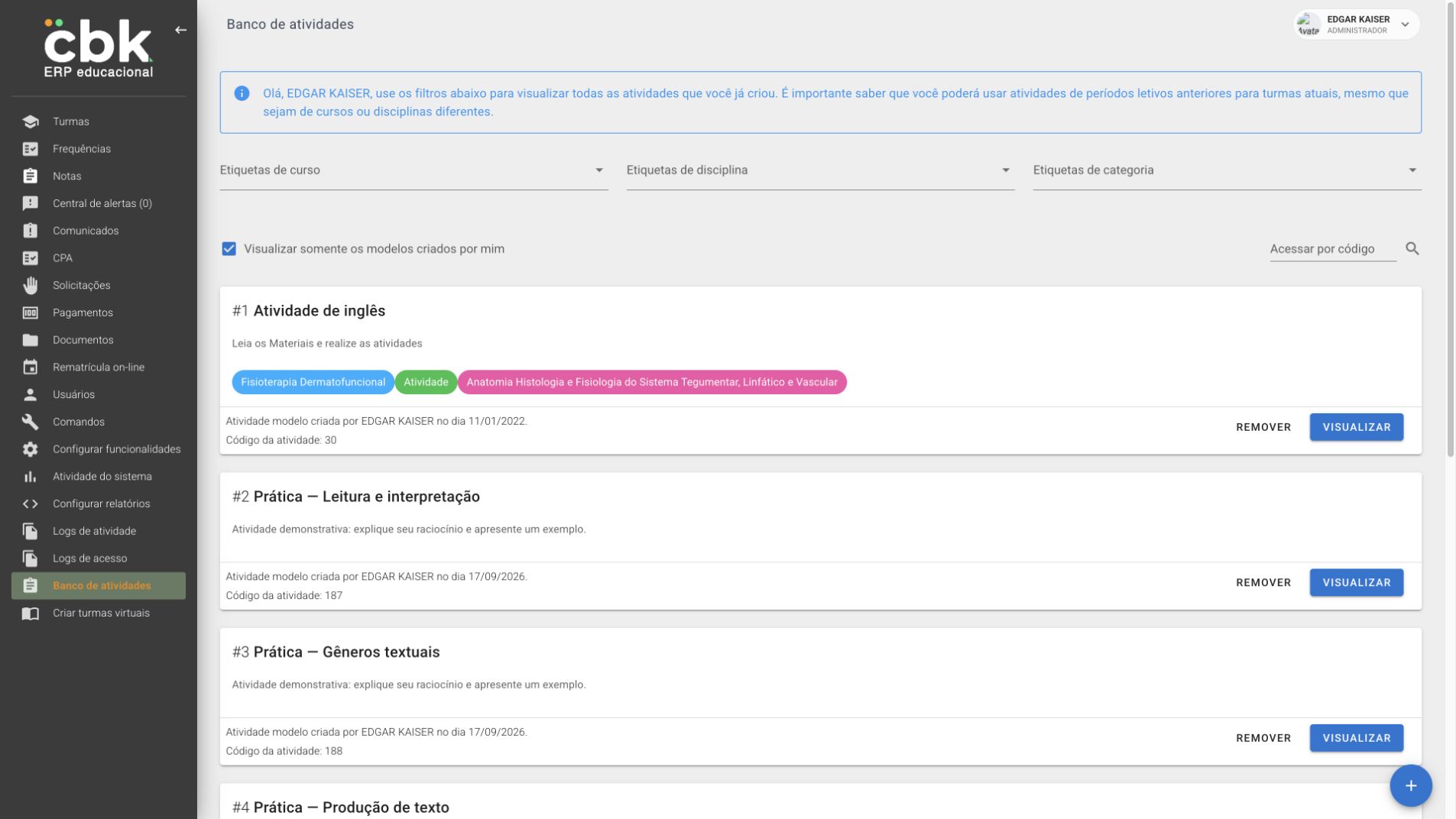 AVA — banco de atividades reutilizáveis